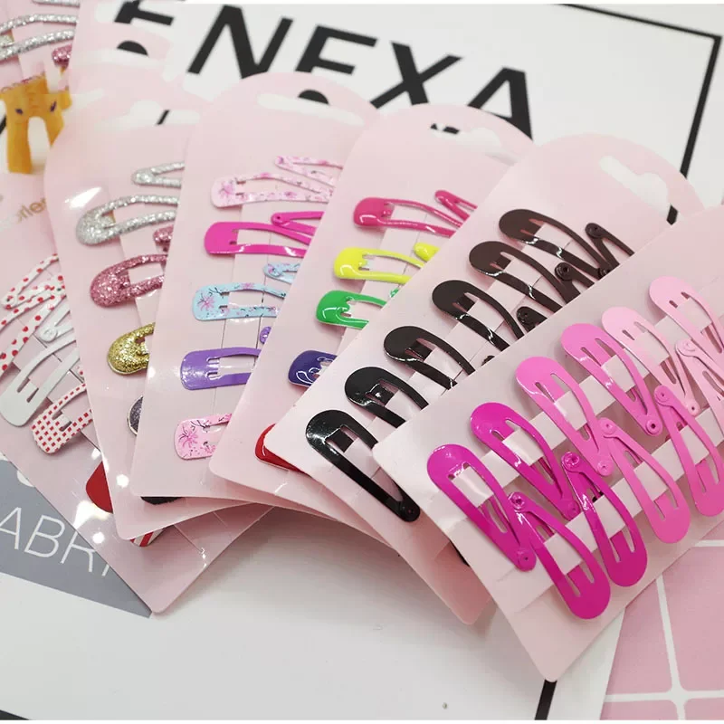 

10 PCS New Lovely Cartoon Heart Type Metal Candy Color Girls Hairpins Hair Clip Kids Headwear Children Accessories Baby BB Clips