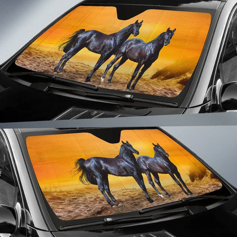 

Fiery Arabian Sunset Horse Sunshade for Car Windshield