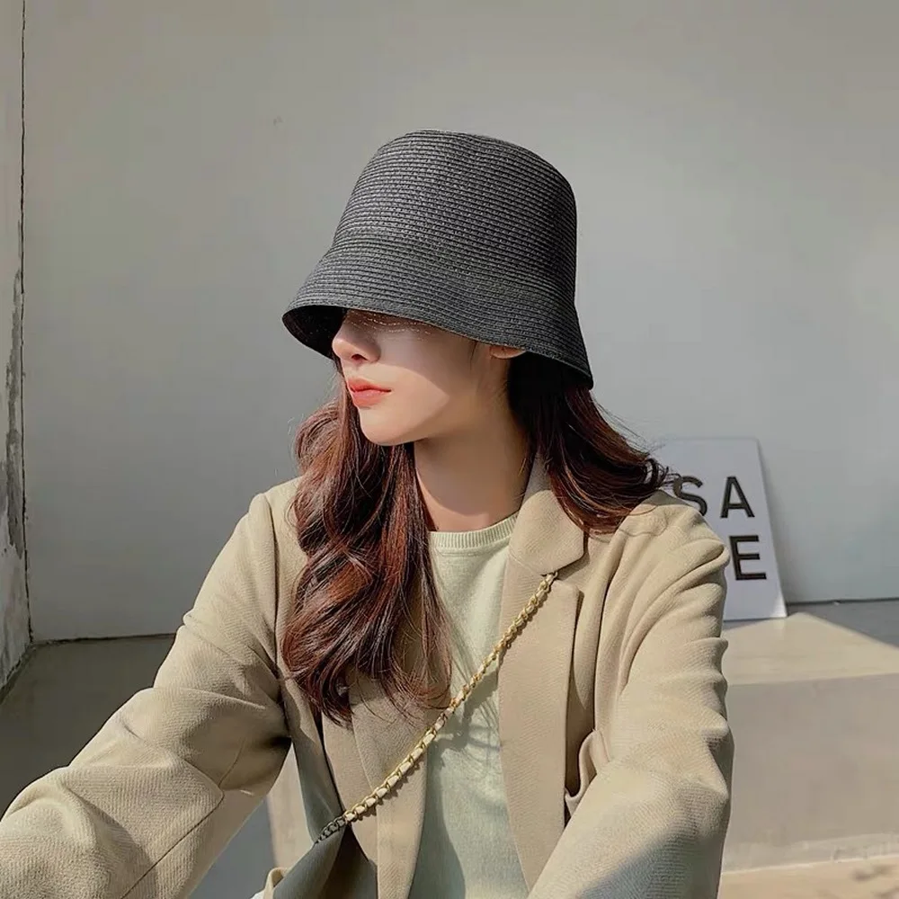 Female Bucket Hats Straw Cap For Women Foldable Design Japanese Style Elegant Lady Outdoor Cover The Face Sunhats YF0132