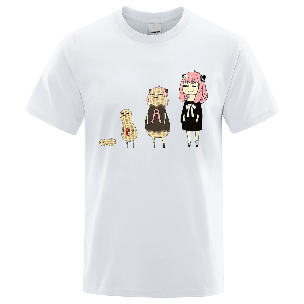 

Anya's Peanut Evolution Spy x Family Tshirts Men Chic Brand T Shirt Hot Chic Mens Tee Clothes Oversize O-Neck Tops