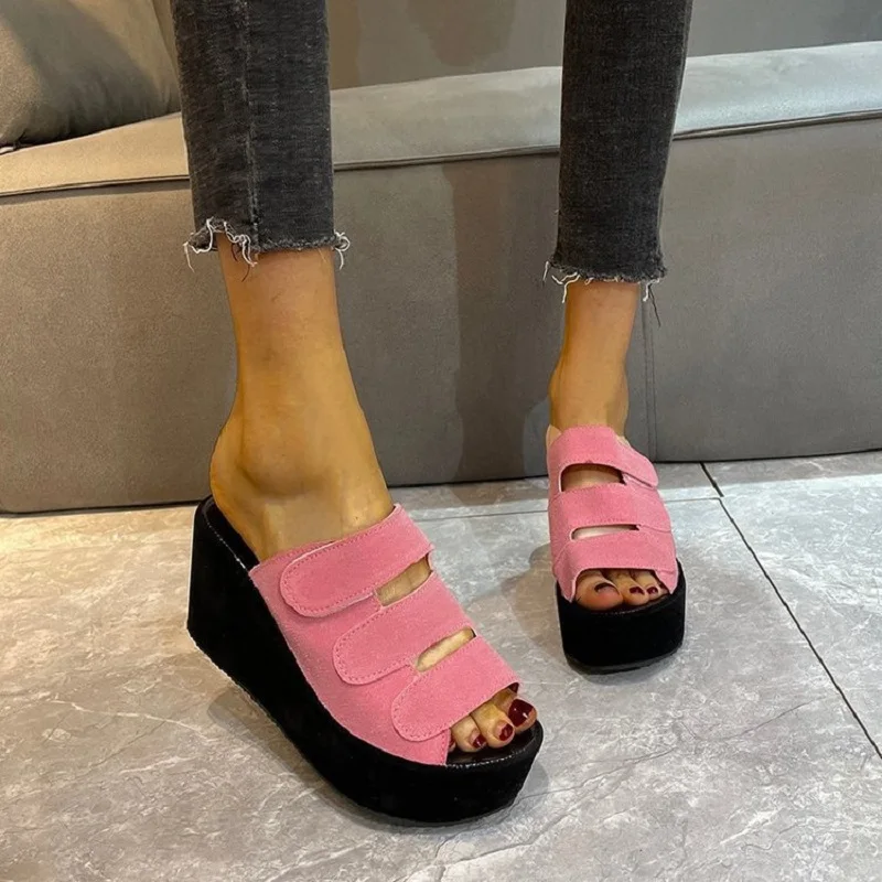 

Women Slippers 2022Summer Sandals Fashion Closed Toe Slippers Platform Wedges Slippers Women High Sandal Sandalias Mujer plus 43