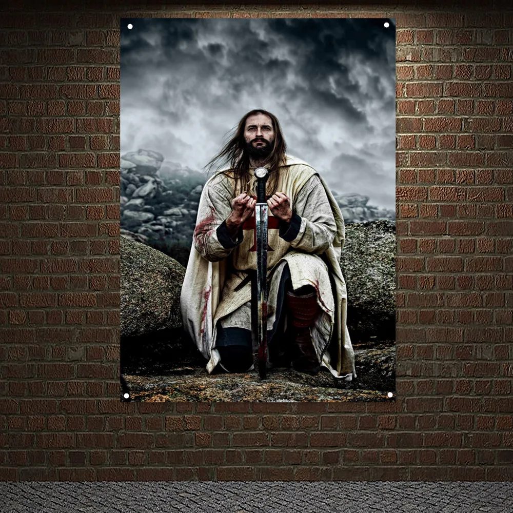 

Ancient Combat Legion Posters Wall Hanging Military Art Knights Templar Armor Banners Flag Canvas Painting Background Wall Decor