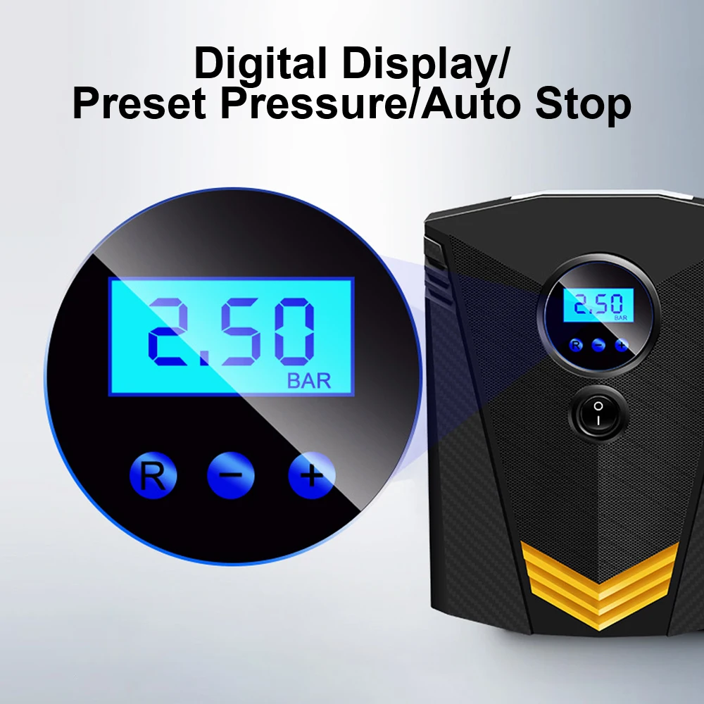 Автомобильный воздушный компрессор насос цифровой для авто автомобиля