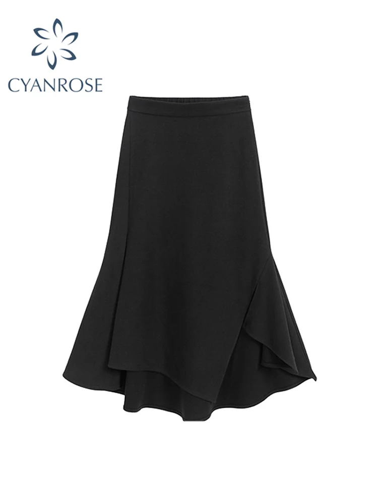 

2022 New Fashion Women Long Skirts Vintage Mermaid High Waist Skirt Black Package Hip Slim Tight Fishtail Office Lady For Women