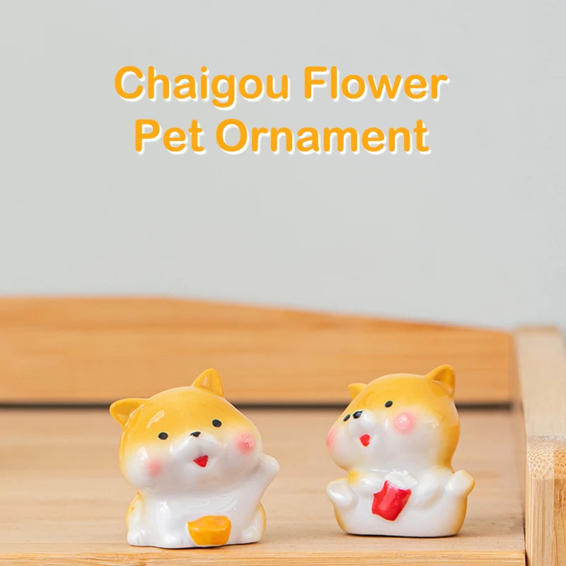 Creative Ceramic Cute Dog Rabbit Crafts Desk Ornament Home Decoration Miniature Landscape Accessories Fortune Lucky Trinkets