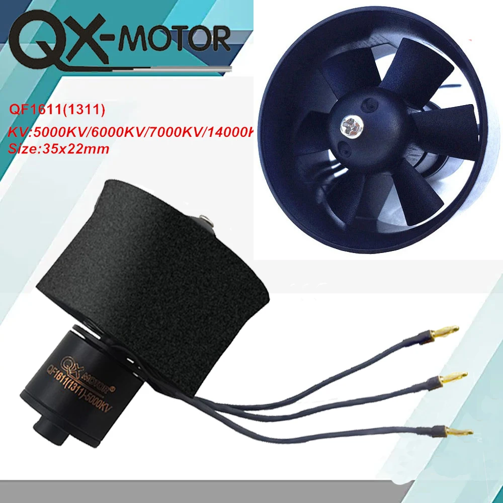 

QX-Motor 30mm EDF 6 Blades Ducted Fan Unit QF1611 Brushless Motor With 3s 4s esc For DIY RC Airplanes Model Parts