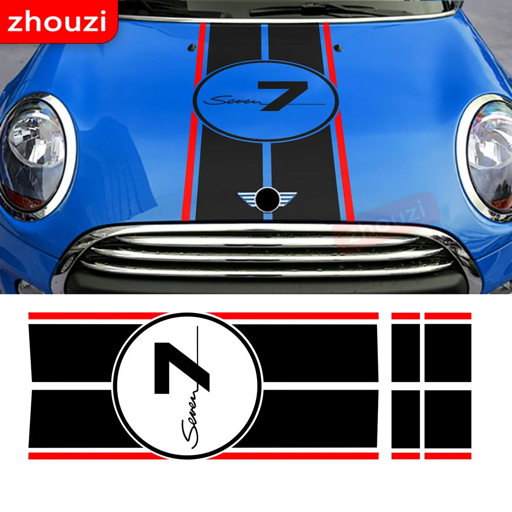 

New Styling Car Hood Bonnet Stripes Decor Body Kit Decals for mini cooper f55 f56 clubman f54 stickers accessories