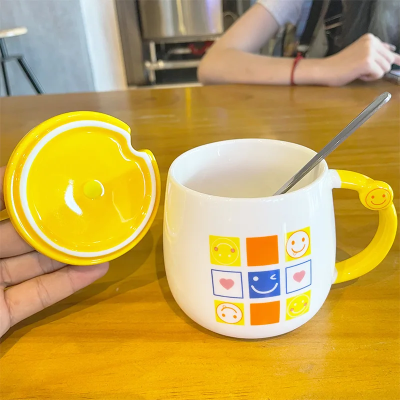 Керамическая кофейная кружка с 3D милым улыбкой на лице креативная чашка для