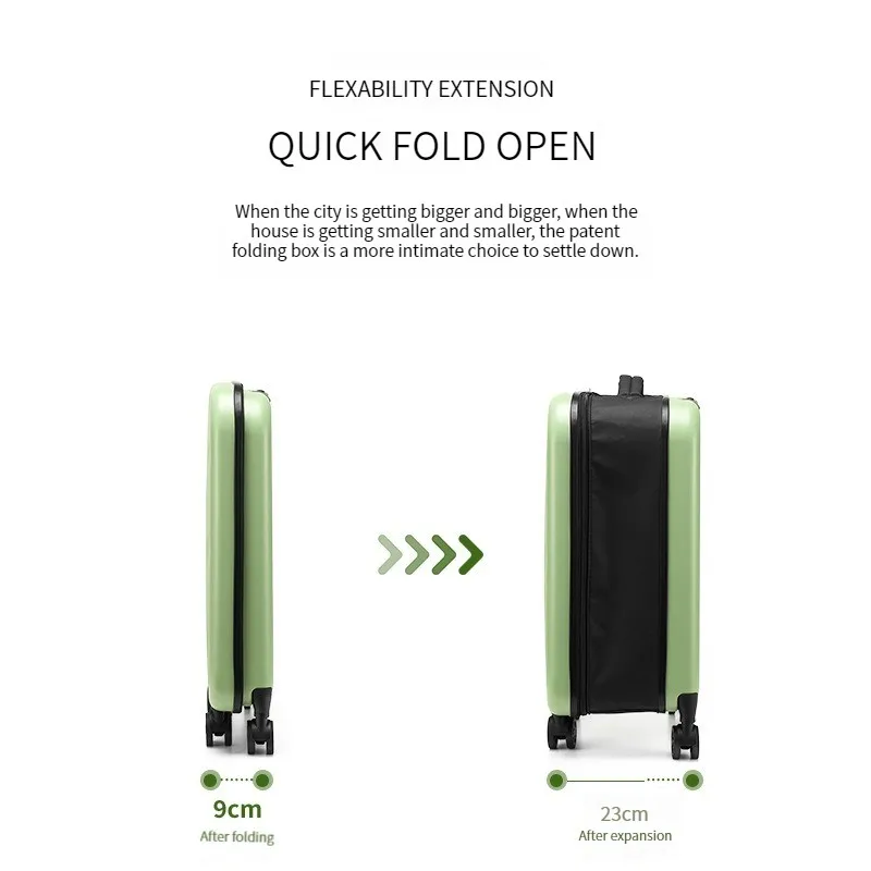 MiFuny Rolling Luggage Foldable Password Trolley Suitcases Portable Boarding Business Trip Business Travel Luggage with Wheels