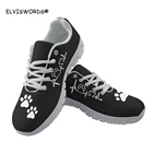 Кроссовки ELVISWORDS женские с принтом лап домашних животных, повседневная сетчатая обувь на плоской подошве, дышащие прогулочные туфли для отдыха