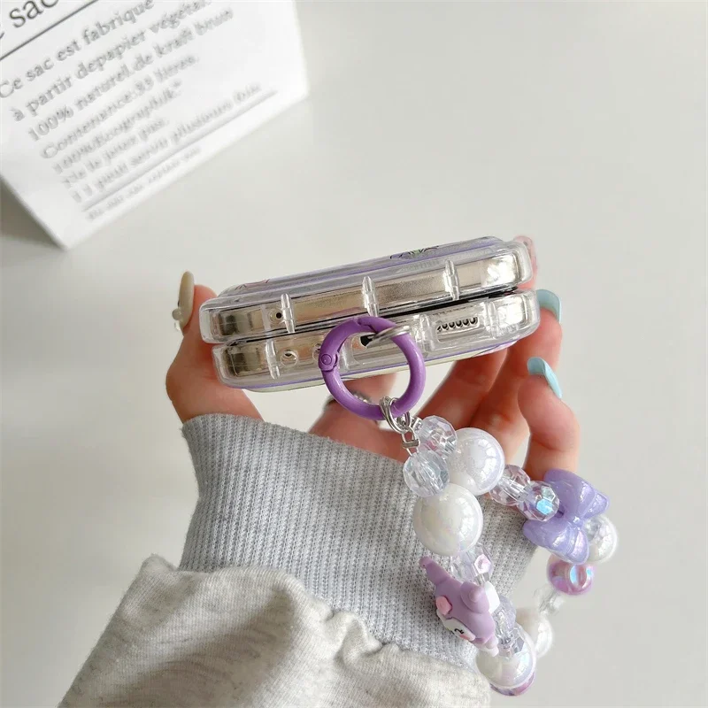 Милый мультяшный Sanrio Kuromi Melody Wave Frame чехол для телефона Samsung Galaxy Z Flip 6 5 мягкий из ТПУ