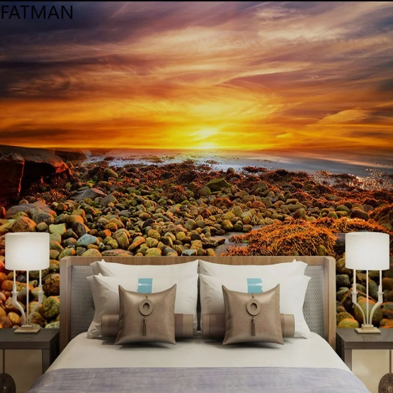 3d Фреска FATMAN на заказ уютная романтичная Красивая галька пляжный фон настенная