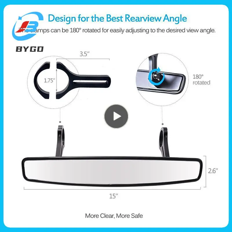 

1.75" Rear View Mirror 17" Clamp for Polaris Ranger 500 700 800 for Yamaha Rhino Perimeter 1.75" Wide Rearview Mirror