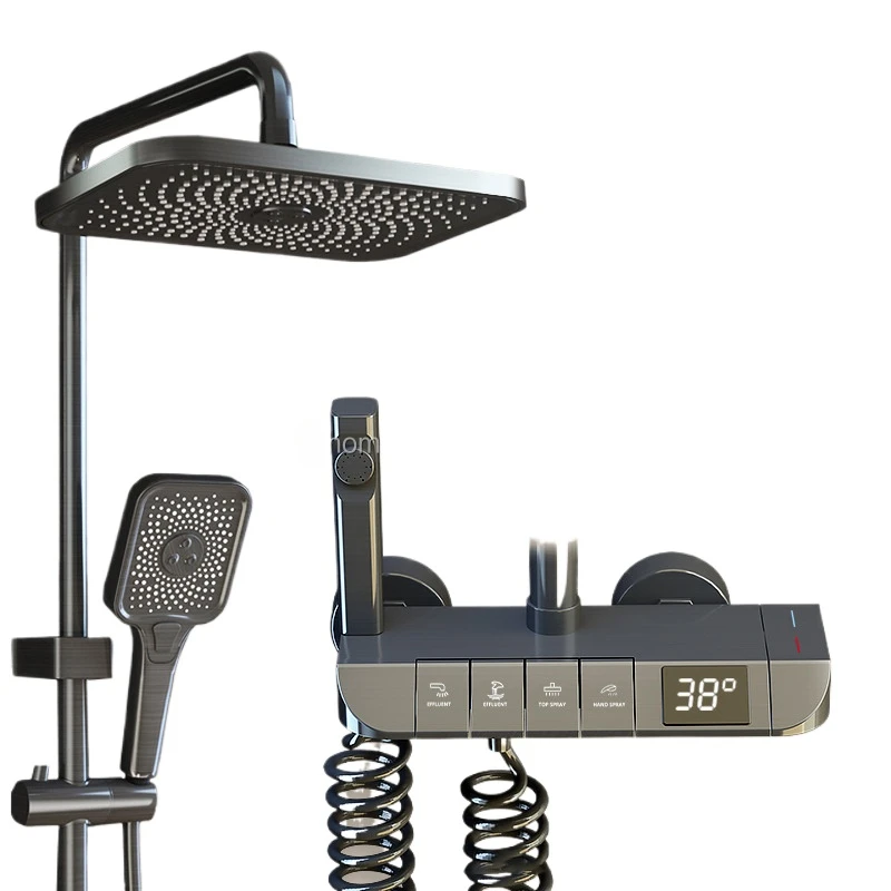 Черный пистолет серый медный пианино набор для душа с 4 функциями дождевая