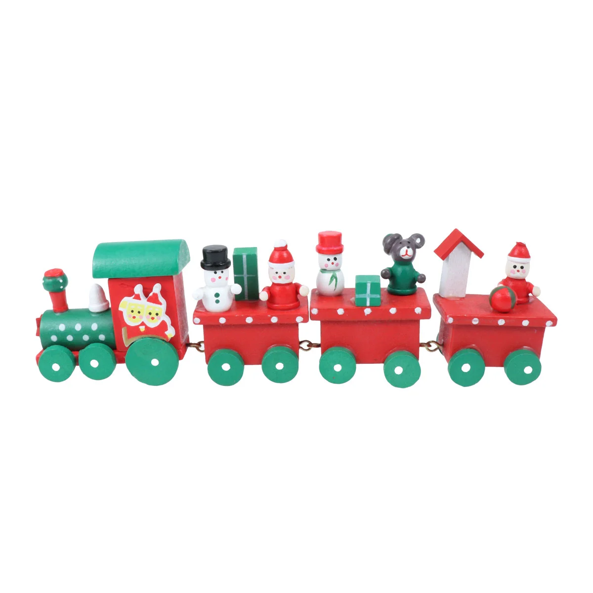 

1 Pc Mini Four-section Wooden Train Colorful Painted Creative Desktop Ornament Gift for Table Desk Window