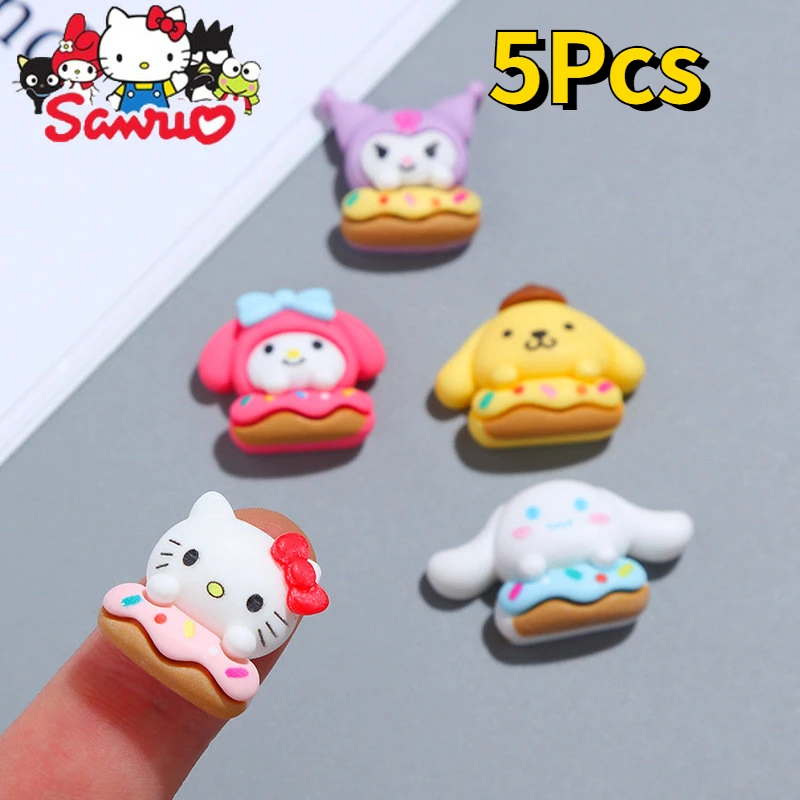 

5Pcs Cartoon Sanrio Melody Kuromi Hello Kitty Cinnamoroll Animal Cream Glue Mobile Phone Case Hairpin Diy Bag Resin Accessory
