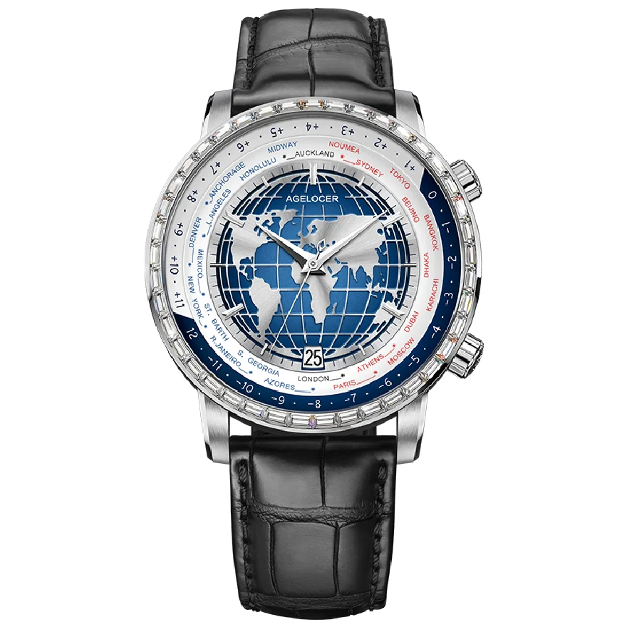 

AGELOCER Real World Time Watches Automatic Watch for Men Mechanical Watch Waterproof Blue Automatic Watches relogio masculino