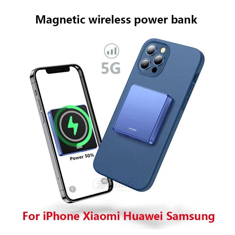 

10000mAh 15W Spare 5000mAh Battery Pack Magnetic Wireless Charging Power Bank For iPhone 12 13 ProMax External Auxiliary Battery