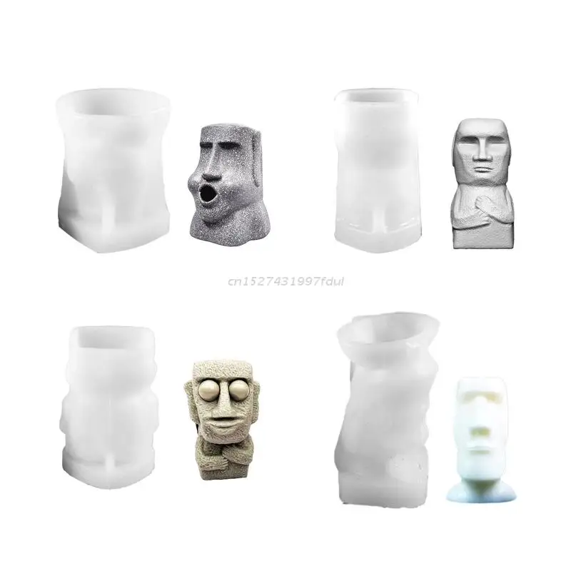 

Силиконовая форма для свечей, 3d формы для статуй Moai для самостоятельного изготовления ароматерапии, свечи, мыла, эпоксидная форма, литье из ...