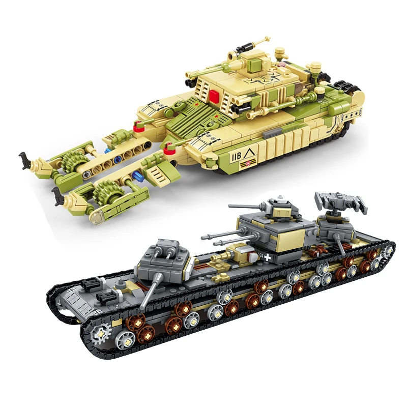 WWII RU BMR-3M Armored ALCV Model MOC Building Block Germany KV-VI Super-heavy Tank Children's Toy Birthday Gift