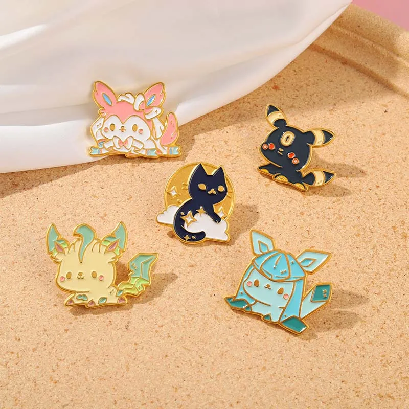 

Enamel Cartoon Cats Monster Brooches Pins for Bag Clothes Backpack Multicolor Metal Badges Lapel Pins Animal Jewelry Accessories