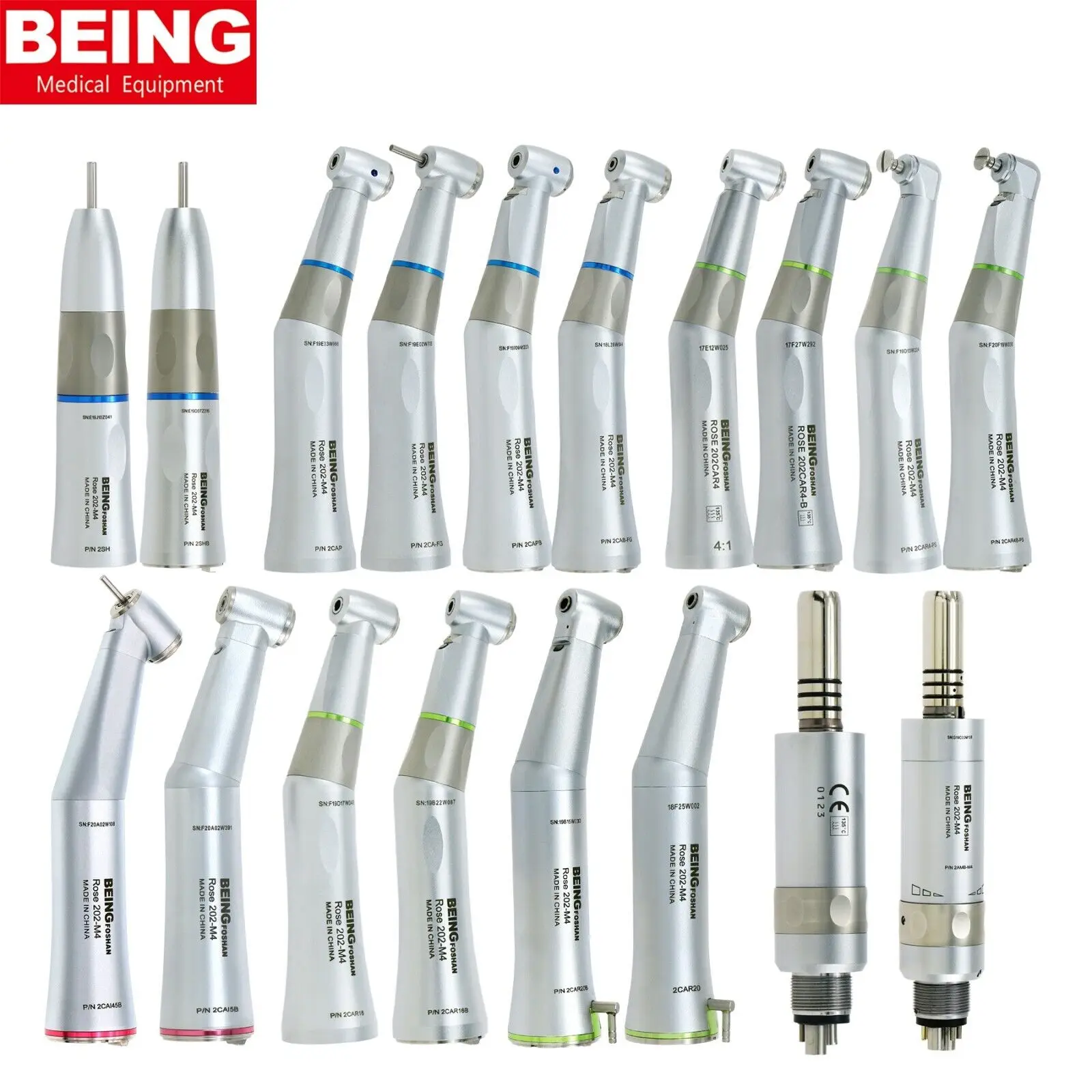 BEING Dental High Low Speed Fiber Optic 20:1 16:1 4:1 1:1 1:5 Fiber Optic Straight Contra Angle handpiece