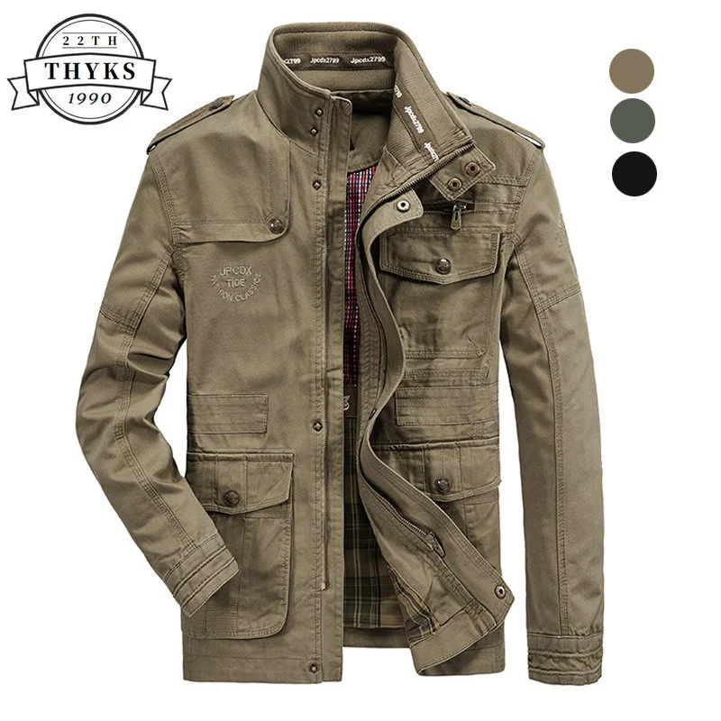 

Plus Size 7XL 8XL Military Jacket Men Spring Autumn Cotton Outdoor Multi-pocket Mens Jackets Casual Coat Male Chaqueta Hombre