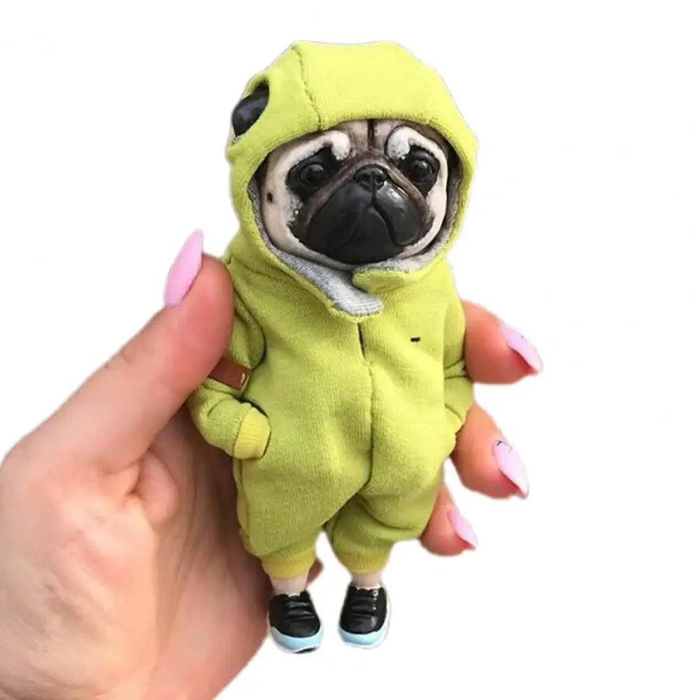 Cool Dog Statues Doll Resin Lovely Wearing Clothes Standing Puppy Sculptures Home Decor Children Kids Toys Christmas Gift images - 6