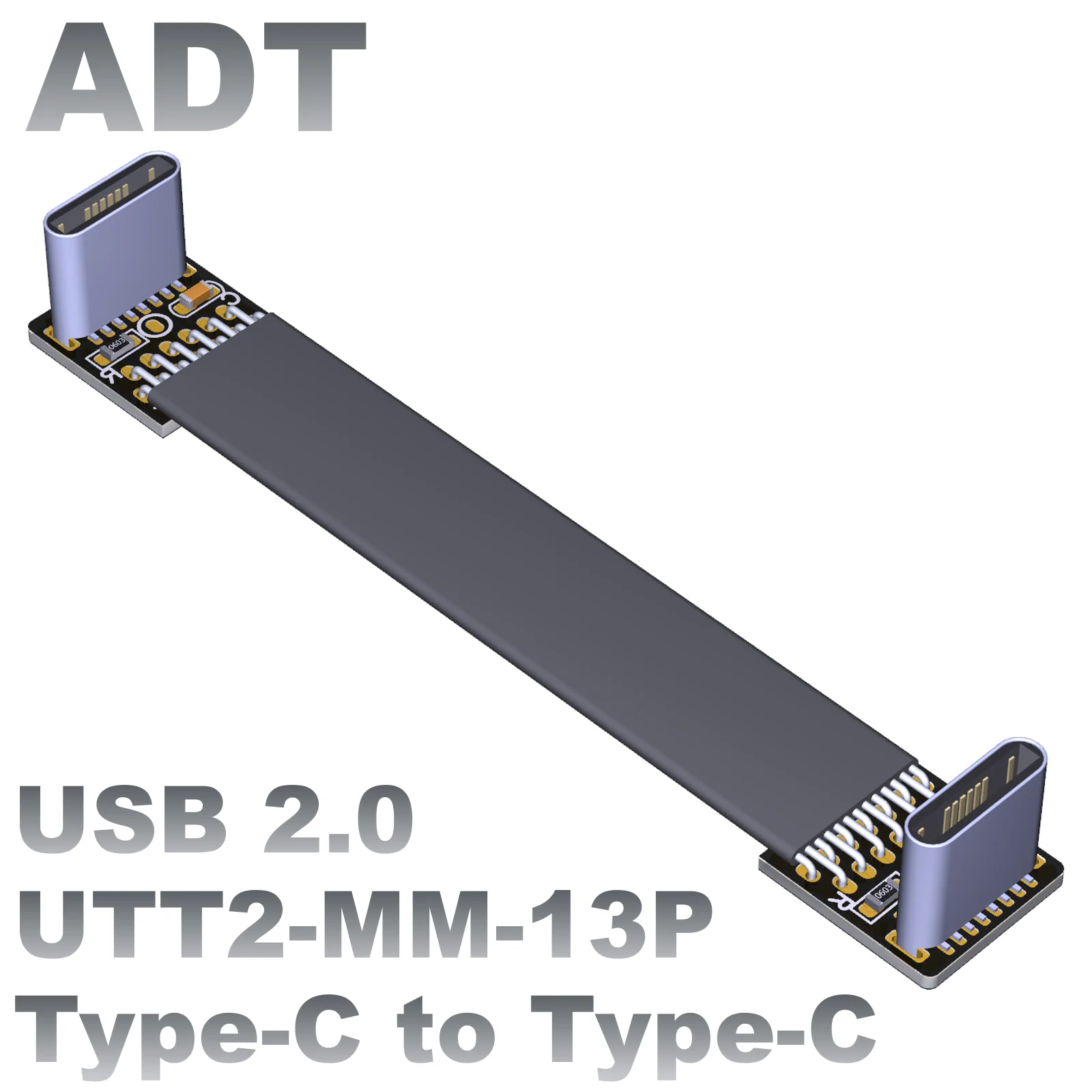 

USB2.0 flat data soft row connection extension cable C male type-c Angle 90 degrees thin and short ADT