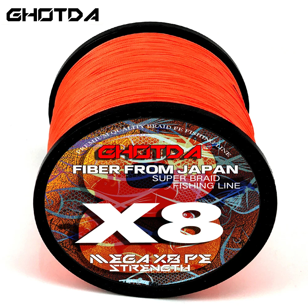 

GHOTDA 8-strand Multifilament Fishing Line 300M Smooth Raw Silk 10 Colors Super Strong PE Braided Saltwater Lines 18-78LB Carp