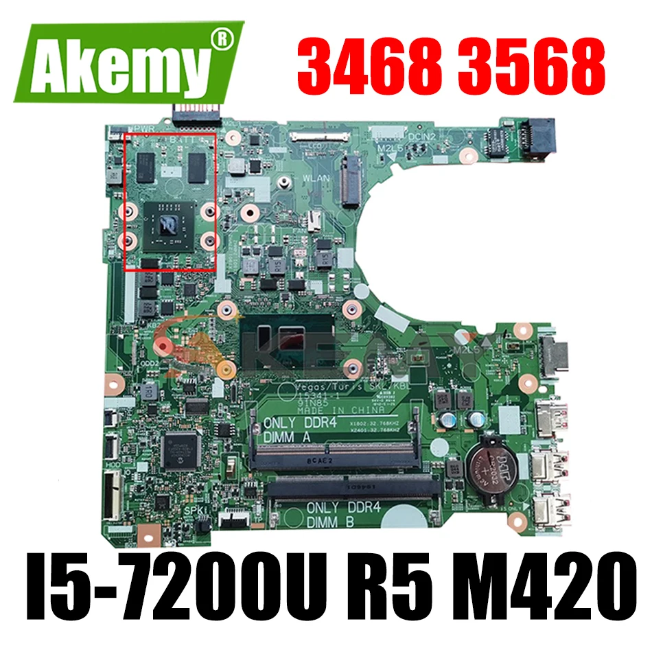 

Абсолютно новая материнская плата для ноутбука Dell Vostro 3468 3568, модель R5 M420, 2 Гб, 15341-1, 91N85, фотоэлементы, системная плата 100%, протестирована