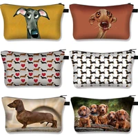 cute dachshund dog make up bag storage pouch cosmetic bag travel organizer toiletry case for femminile handbags for women bolsa