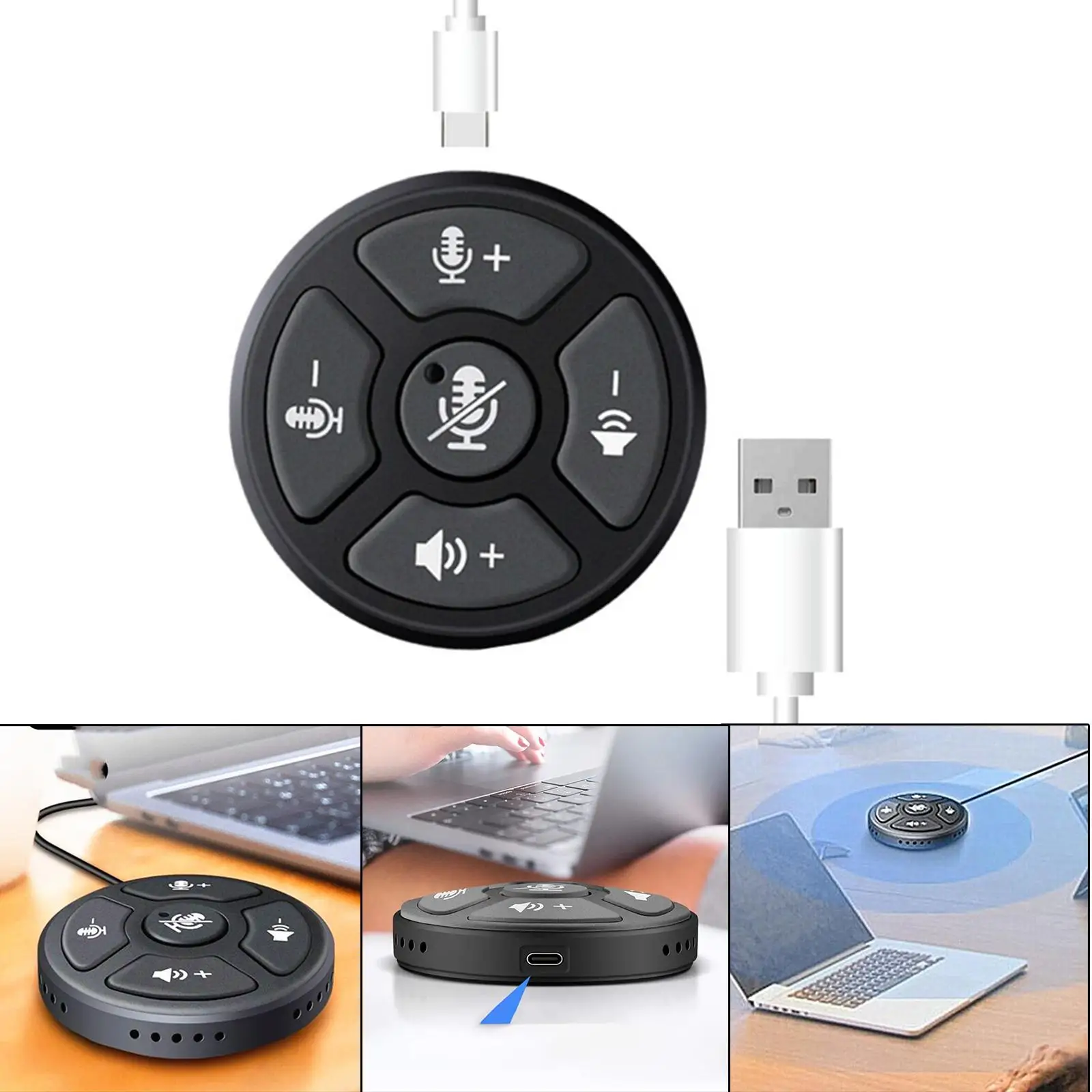 

USB Conference Microphone 360 Voice Pickup Easy Setup Omnidirectional Condenser Mic for Recording Computer PC