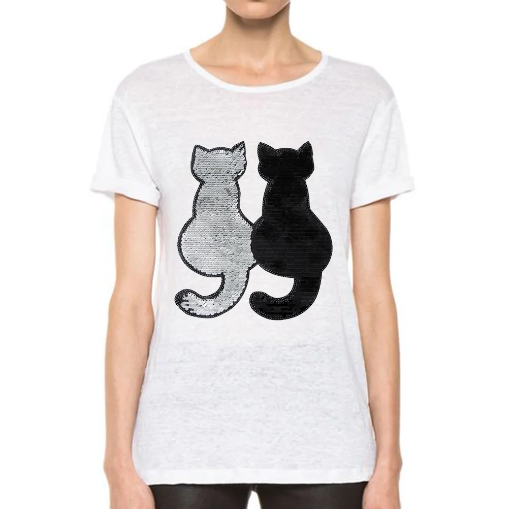 

Patches Iron Patch Applique Appliques Sewing Embroidery Sew Decorative Cat Clothes Animal Cats Sequin Jeans Embroidered Glitter