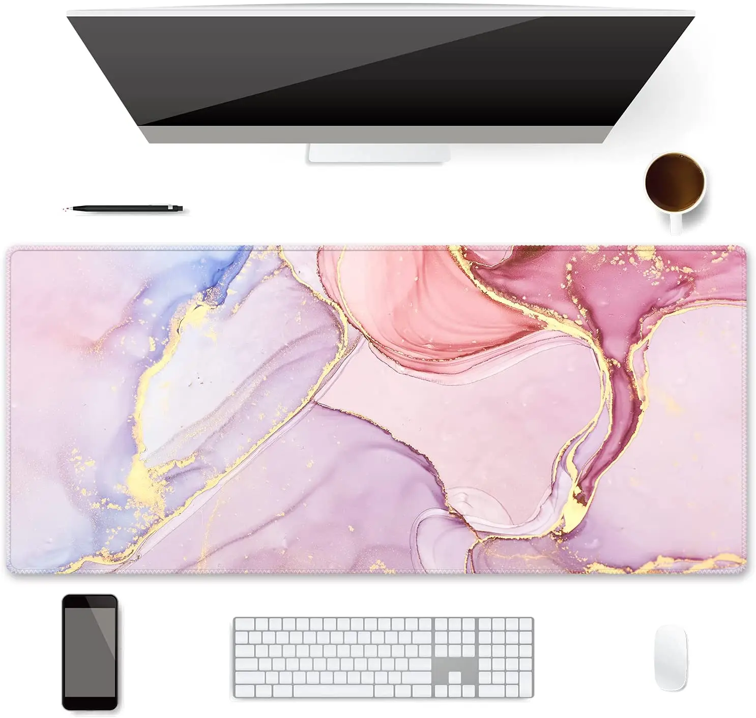 

Extended Gaming Mouse Pad (35.4x15.7 inch 3mm Thick), iDonzon Soft Cute Extra Large XXL Waterproof Desk Mouse Keyboard Mat with