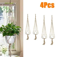 4pcs jute rope plant holders plant flower pot hangers hanging decor knotted lifting rope home garden supplies
