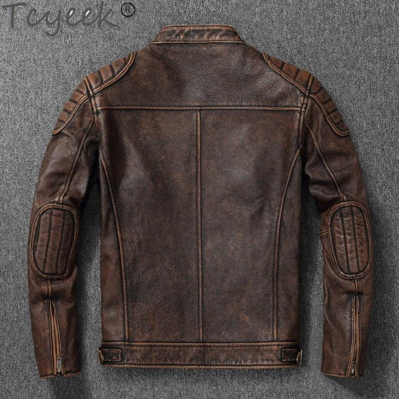 

Motorcycle Genuine Jacket Male Fashion Real Cowhide Coat Short Leather Jackets Man Clothes 7xl Jaqueta Masculina