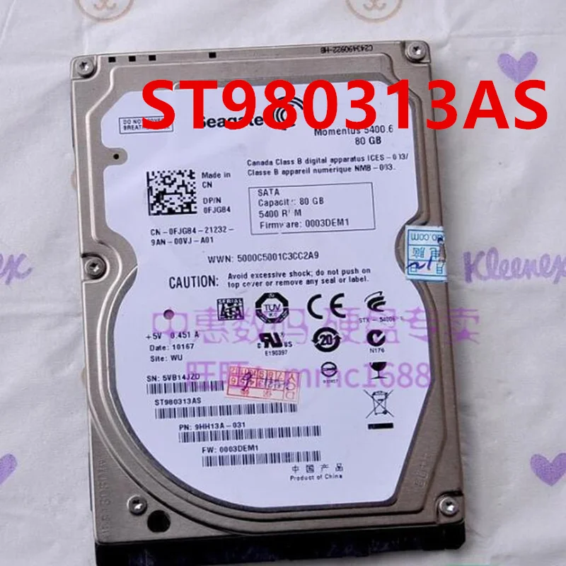 

Оригинальный 90% новый жесткий диск для SEAGATE 80 ГБ SATA 2,5 "5400 об/мин 2 Мб Notebok HDD для ST980313AS