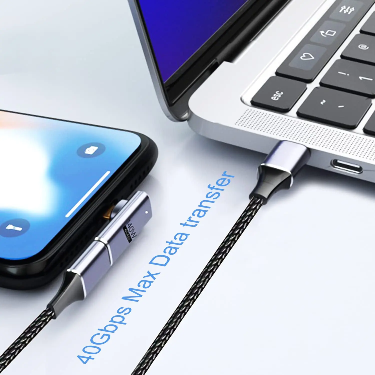 Магнитный адаптер USB C 90 градусов 40 Гбит/с 8K @ 140 Гц