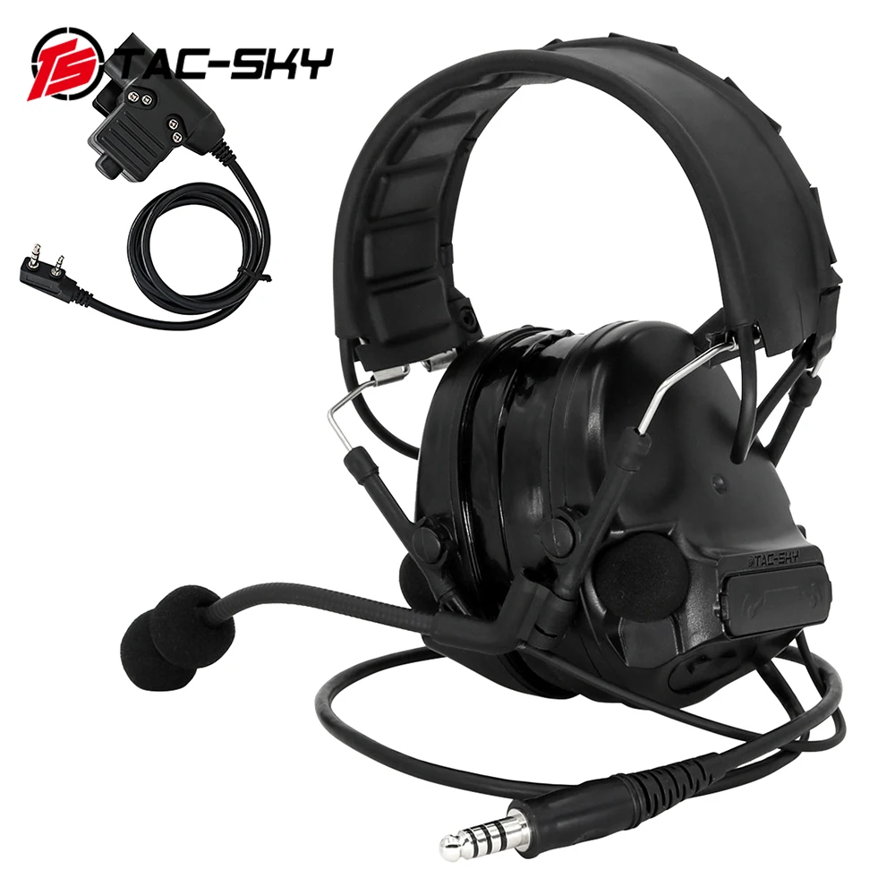 TS TAC-SKY COMTAC III Airsoft Sports Headset Tactical Electronic Hearing Protection Earmuffs for Baofeng UV5R Walkie-Talkies