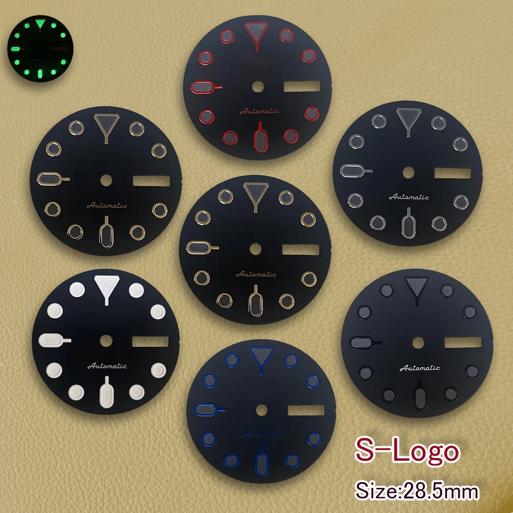 28 5 мм S логотип NH36 SKX007 циферблат подходит для NH36/4R36 зеленый светящийся черный