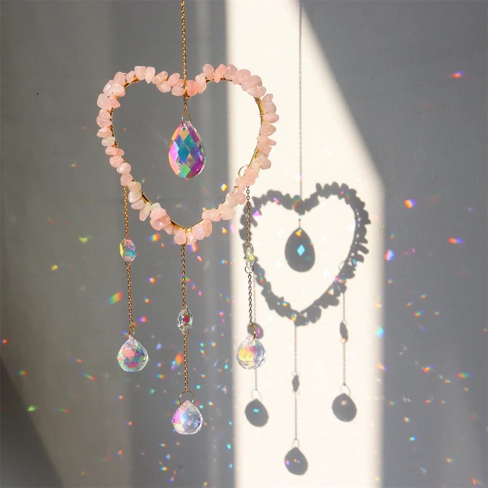 

Crystal Wind Chimes Colorful Love Natural Stone Prisms Light Catcher Garden Decoration Outdoor Yard Wind Pendants