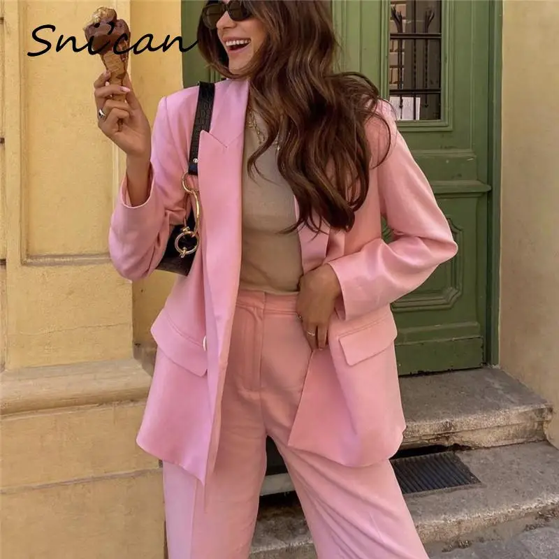 

Однотонная розовая Женская куртка, модная весенняя Повседневная офисная Дамская верхняя одежда с длинным рукавом и одной пуговицей, женски...