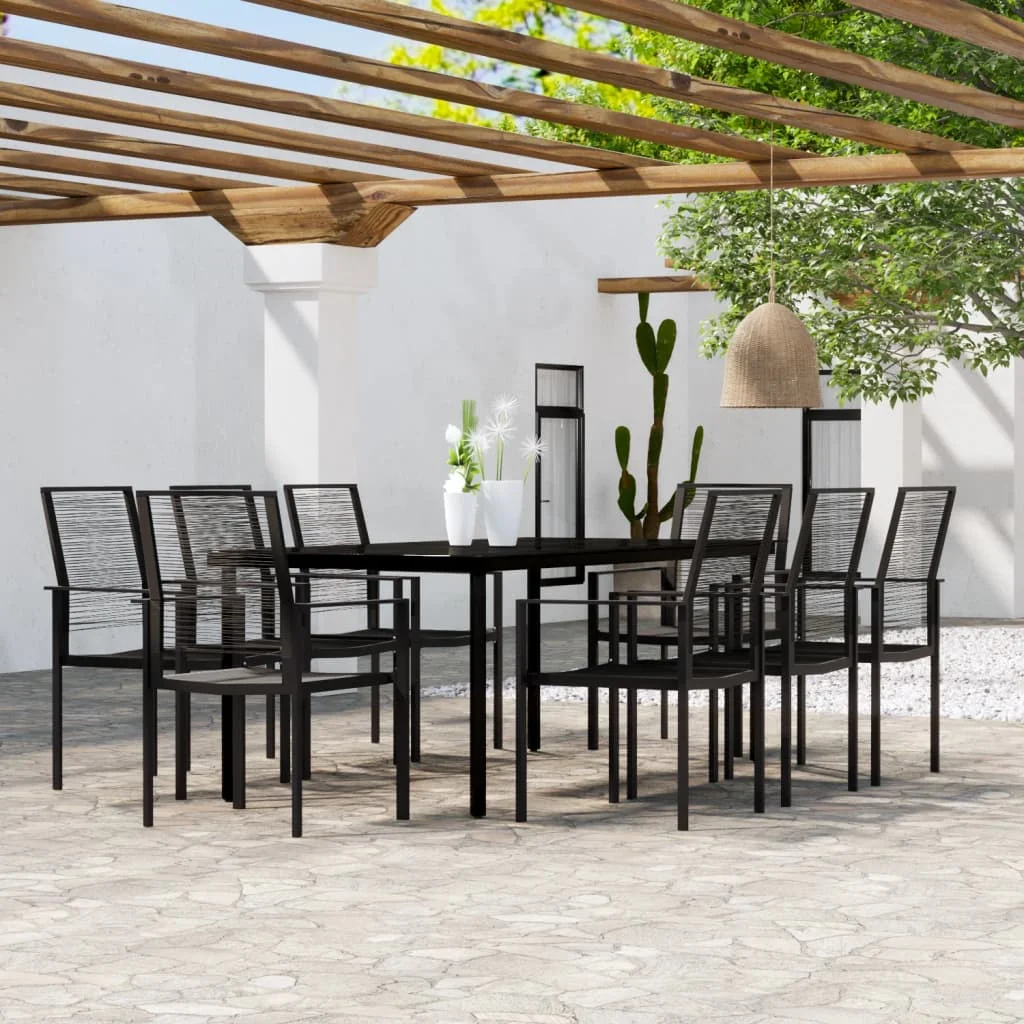 

9 Piece Garden Dining Set,Patio Table and Chair Set, Black