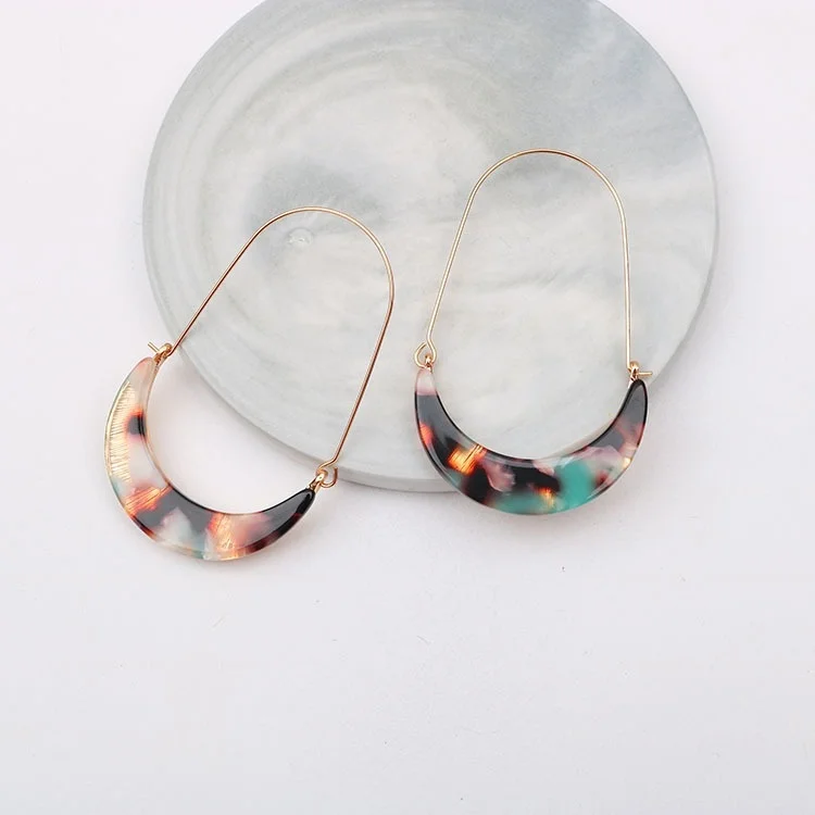 

Alloy Crescent Acrylic Leopard Print Female Earrings New