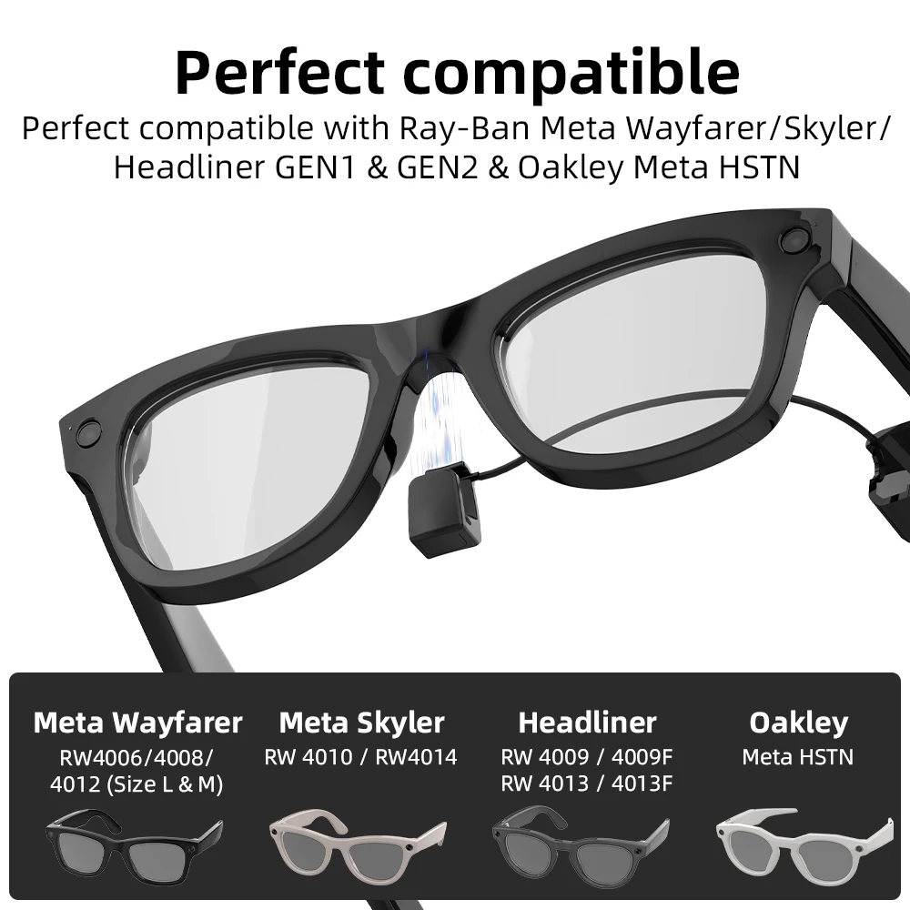 Фото Кабель для быстрой зарядки HIBLOKS для очков RayBan Meta Gen2 Skyler/Wayfarer RW4012/RW4006/RW4008, аксессуары для умных очков №2