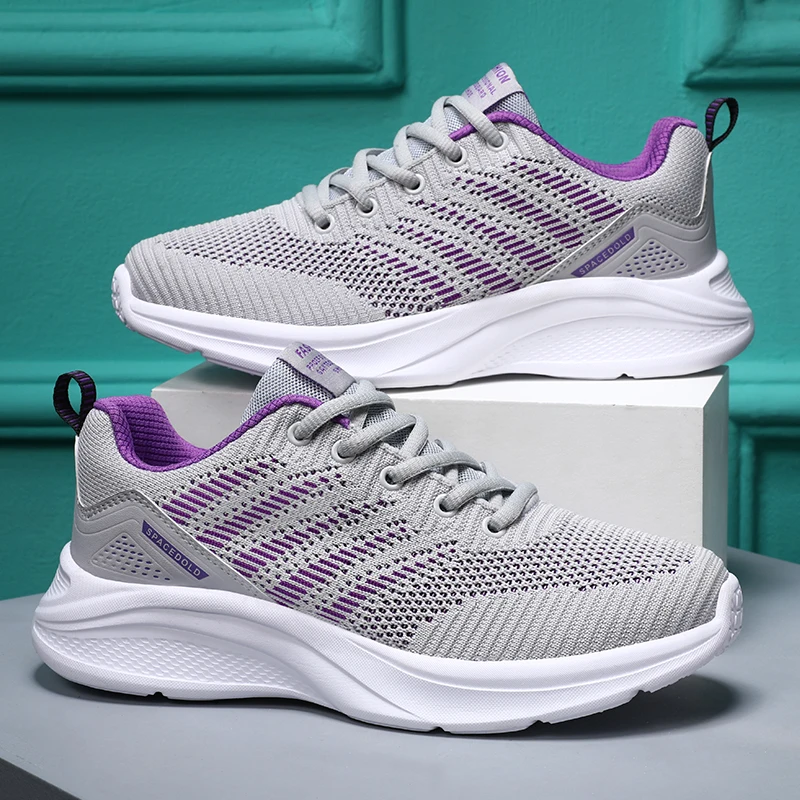 

Women Mesh Flat Running Shoes Breathable Comfortable Walking Sneakers Sports Casual Leisure Lightweight Workout Tennis 35-41