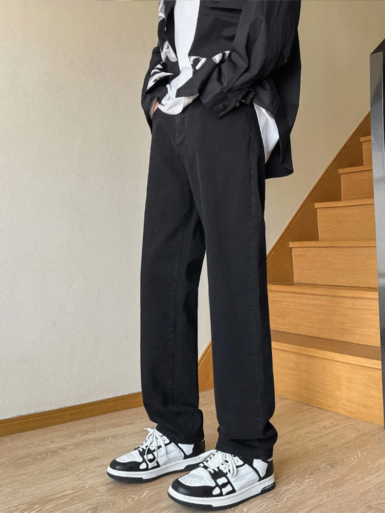 Men Pants Spring and Summer High Street Zipper Jeans Solid Color Men's Pants Slim Casual Trousers American Fashion Jeans for Men