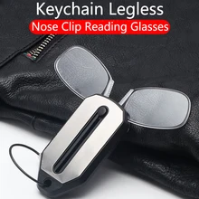 2022 Folding Legless Nose Clip Reading Glasses Men Women Mini Portable Smart Magnifier Glasses Ultra-light Diopter+1.0 To +3.0