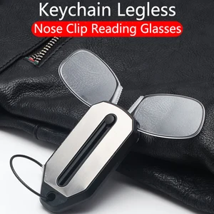 Imported 2022 Folding Legless Nose Clip Reading Glasses Men Women Mini Portable Smart Magnifier Glasses Ultra
